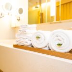 White sink and faucet water tap decoration in bathroom interior